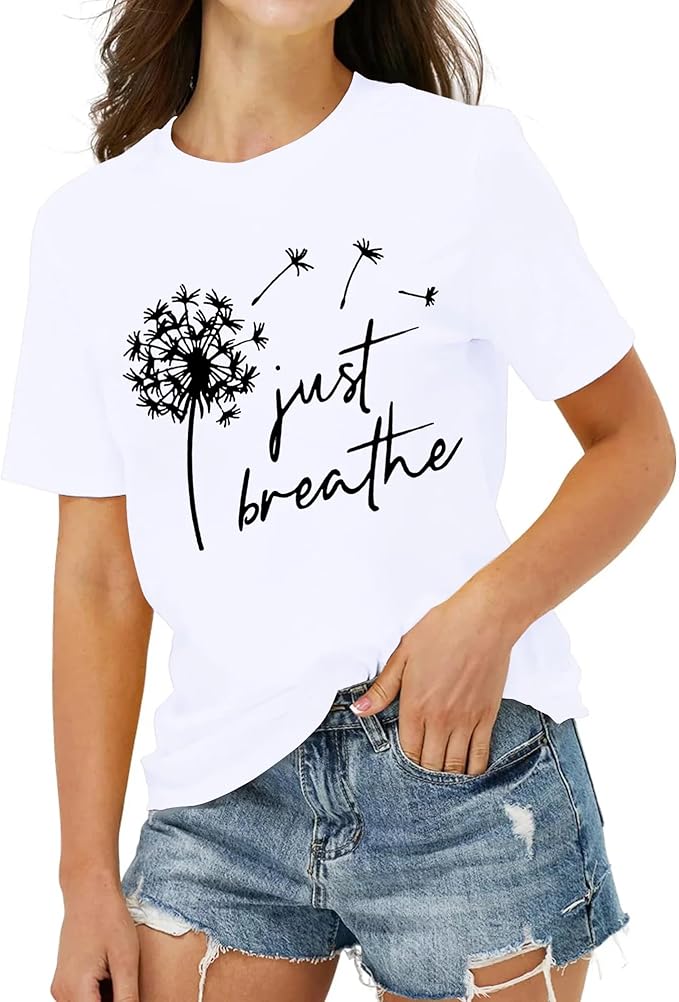 Women's Short Sleeve T-Shirts Loose Casual Printed Top Summer Basic Beach Vacation Tee Trendy Fashion Comfort Fit