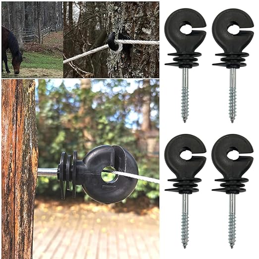 15 Pack Electric Fence Insulator Black Screw-in Nail Insulators Fence Post Insulator Ring Holder for Electric Fence Polywire Electric Fencing Aluminum Wire Poly Wires Garden Wooden Posts Stakes
