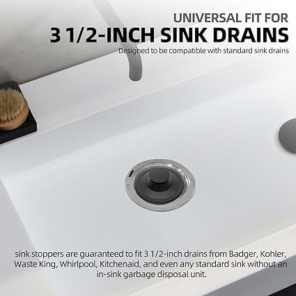 (2 Pack) Exact Replacement for InSinkErator STP-PLSTPPL Black Rubber Sink Stopper for Garbage Disposal Compatible with Standard 3-12" Drains from Kohler, Waste King, Whirlpool, and More