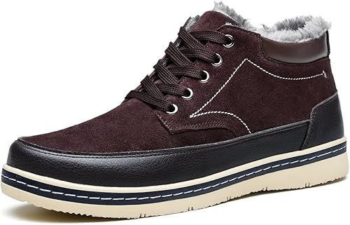 Men's Winter Cold Weather Shoes Outdoor Warm Fur Lining Suede Leather Lightweight Walking Boots