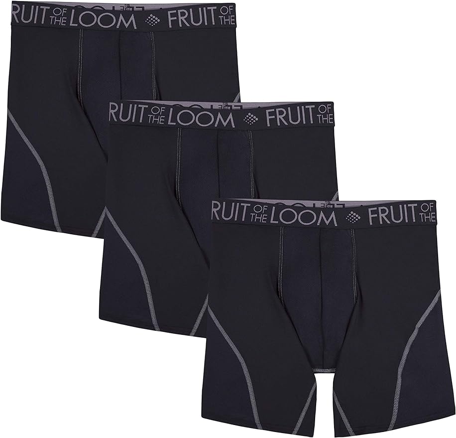 Fruit of the Loom Men's Breathable Boxer Briefs, Moisture Wicking Underwear, Assorted Color Multipacks
