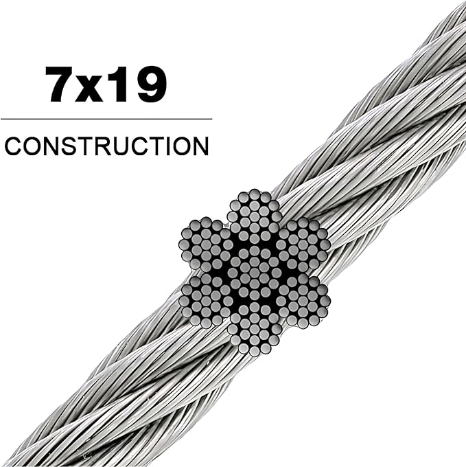7 x 19 Galvanized Aircraft Cable Wire Rope 1/8" - 250, 500 and 1000 ft (1000 ft Reel)