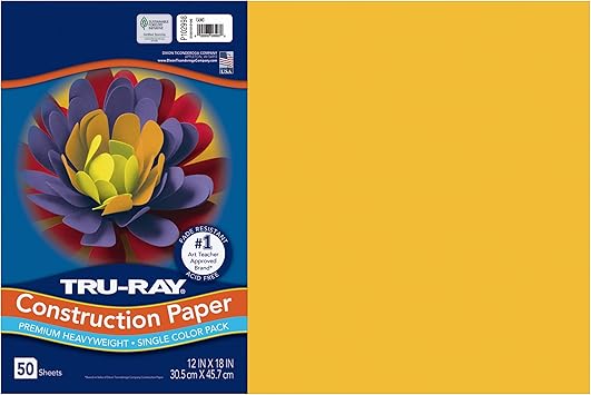 Tru-Ray Heavyweight Construction Paper, Gold, 12" x 18", 50 Sheets