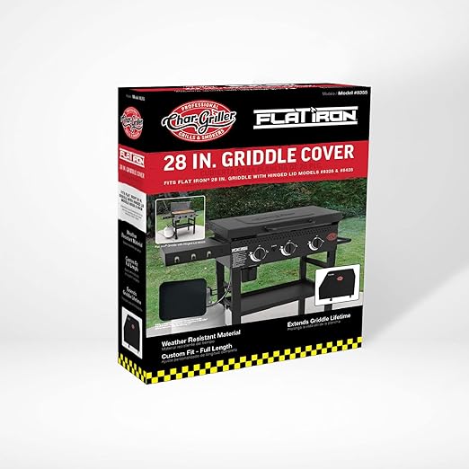 Char-Griller 8355 Flat Iron 3 Burner Outdoor Gas Griddle Grill Cover, Black