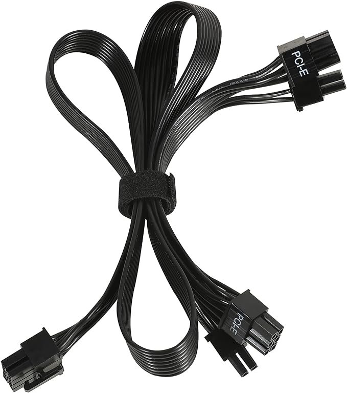 PCIE Cable for Corsair, 65CM 8 Pin to Dual 62 Pin PCIE Power Cable for Thermaltake, Male to Male GPU Cable for ARESGAME Modular Power Supply (65cm15cm)