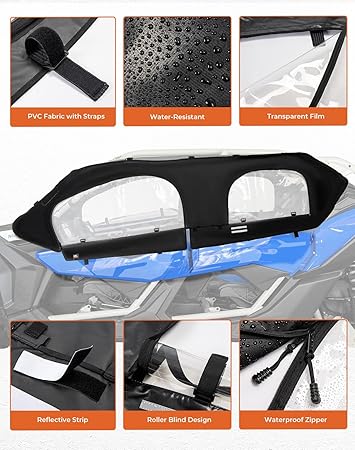 KEMIMOTO Upgraded X3 MAX Soft Upper Doors, Stay Warm Dry Window Cab Enclosure, compatible with Can-Am Maverick X3 MAX 2017-2025 UTV Accessories, Work with Roof Windshield