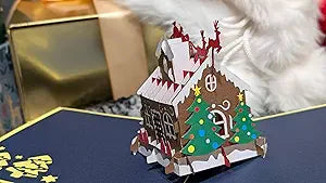 3D Pop up Christmas card, Holiday card - Gingerbread House