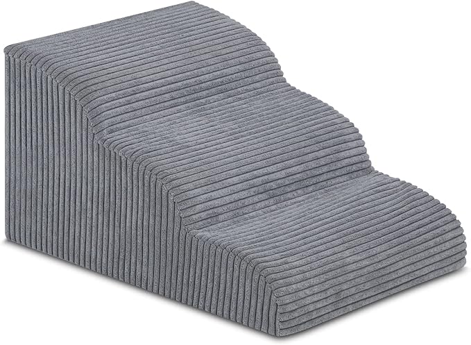 Dog Stairs Steps for High Beds, 3 Steps High Density Foam Waterproof Dog Ramp for Small Dogs and Cats, Pet Stairs with Removable Washable Cover for Bed, Couch, Sofa and Car (H:16")