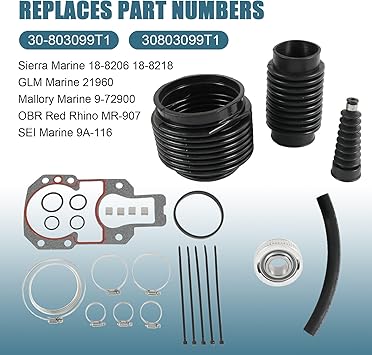 Transom Seal Bellows Kit 803099T1 replacement for Mercruiser Sterndrive Alpha One Gen 2 1991 and up Stern Drives with Exhaust Bellows Seal Gimbal Bearing Marine Outboard Boat Sierra 18-8206