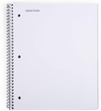Mintra Office Durable Spiral Notebooks, 1 Subject, (White, College Ruled 3 pack), 100 Sheets, Poly Pocket, Moisture Resistant Cover, Strong Chipboard back, For School, Office, Business
