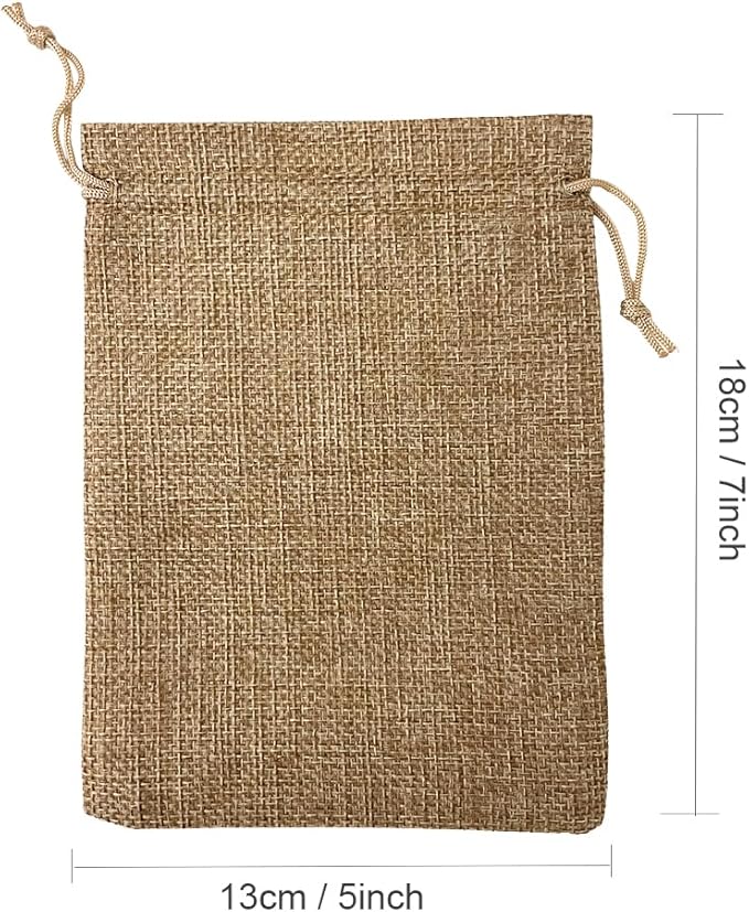 Yisowank 15PCS Burlap Drawstring Gift Bags,5x7 inch Pouch Bags Small Party Favor Gift Bags for Wedding Christmas Birthday Bridal Shower Anniversary Thanksgiving (5 x 7 inch, Log Color)