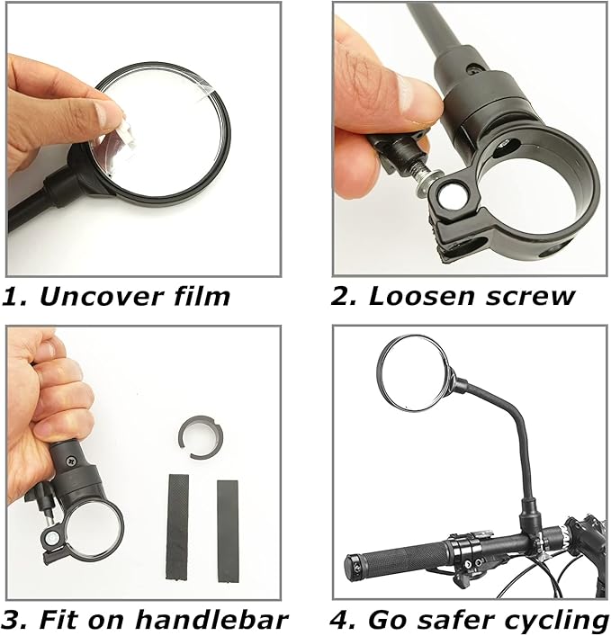 Bike Mirror, Adjustable Bike Mirrors Handlebar Rearview Mirror, Acrylic Convex Round Bike Rear View Mirrors for Handlebars, Bicycle Mirror for E-bike Scooter