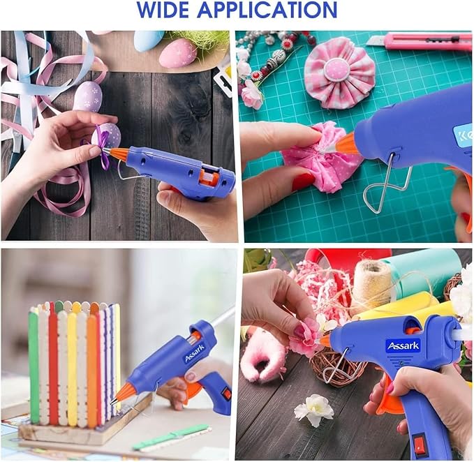 Hot Glue Gun Kit with 30 Glue Sticks(130mm x 7mm), Fast Preheating Hot Melt, High Temp for School Crafts DIY Arts and Quick Home Repairs, 20W Blue