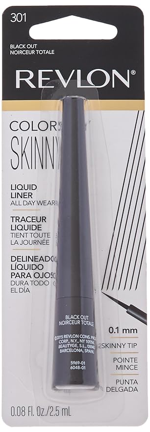 Revlon Skinny Liquid Eyeliner, ColorStay Eye Makeup, Waterproof, Smudge-proof, Longwearing with Ultra-Fine Tip, Black Out, 0.08 oz
