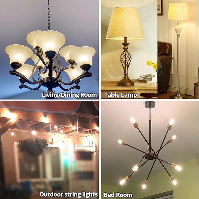 15W 20W 25W Light Bulbs Equivalent, 2W LED Edison Bulb Soft White 2700K, S14 E26 Low Watt Light Bulbs for Outdoor String Lights,Table Lamp, 6-Pack