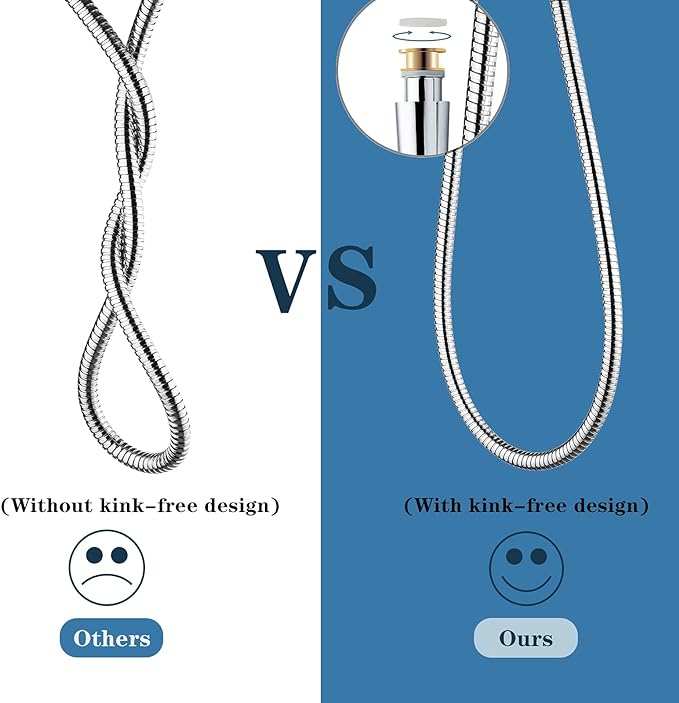 BRIGHT SHOWERS Shower Hose For Hand Held Shower Heads, 59 Inches Cord Stainless Steel Hand Shower Hose, Ultra-Flexible Replacement Part with Brass Insert, Chrome