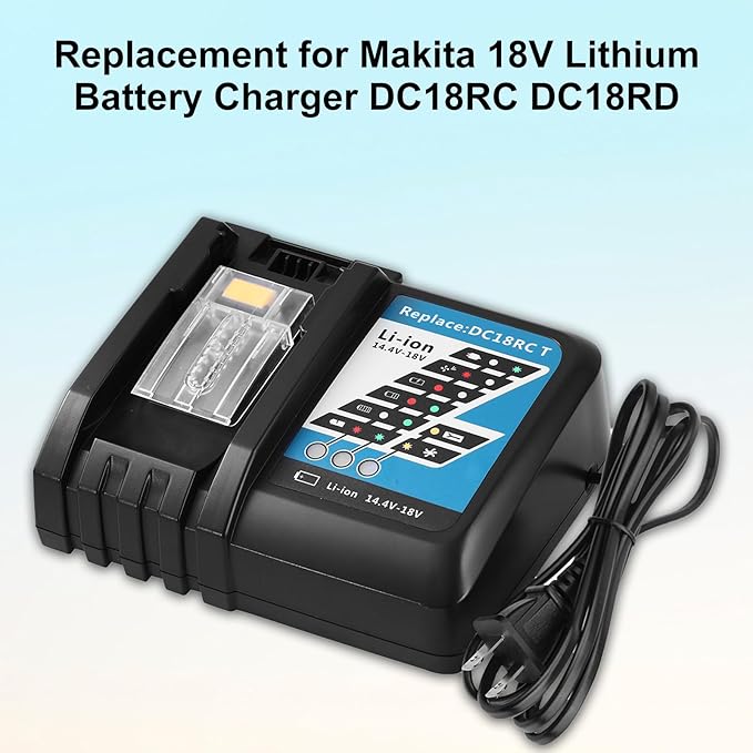 Rapid Charger Compatible with 14.4V 18V Lithium-Ion Battery BL1815 BL1830 BL1840 BL1845 BL1850 BL1860 Replacement for DC18RC Battery Charger