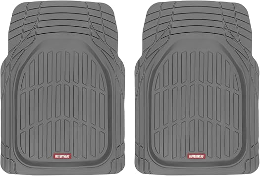 Motor Trend 2 Piece Front Car Floor Mats- Gray FlexTough Contour Liners-Deep Dish Heavy Duty Rubber Floor Mats for Car SUV Truck Van-All Weather Protection, Universal Trim to Fit