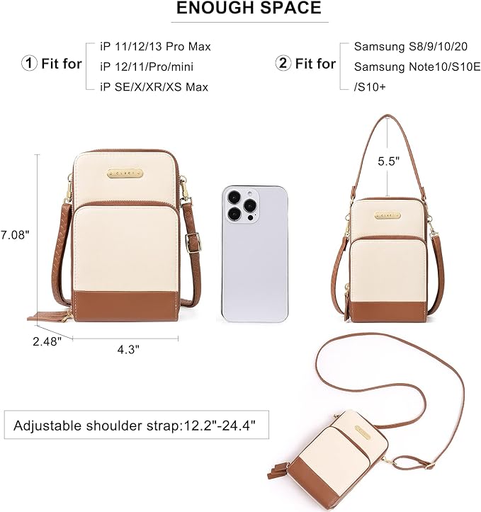 CLUCI Small Crossbody Bag for Women Leather Cellphone Shoulder Purses Fashion Travel Designer Wallet