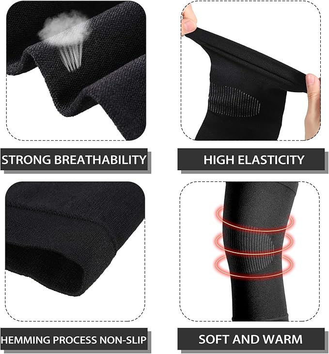 2 Pair Knee Brace Compression Sleeves Knee Support Brace for Meniscus Tear, Lightweight Knee Sleeve for Arthritis Pain Relief, Knee Support for Men and Women for Running, Weight Lifting (Black, Beige)