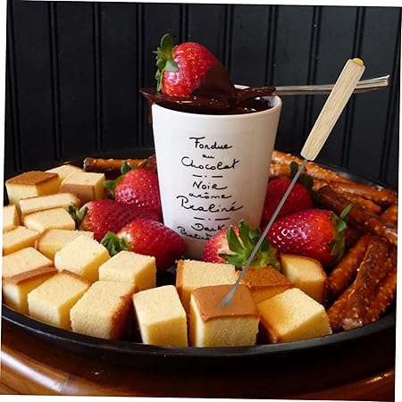 Fruit Fork Set Fondue Forks 2pcs Stainless Steel Cheese Fondue Forks Wood Handle