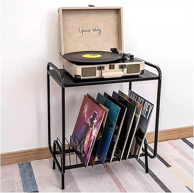 Record Storage ShelfHolder Wrought Iron Storage Rack CD Rack Vinyl Record Album Magazine Book Rack Floor Stand Display Shelf Record Rack DVDCD Rack