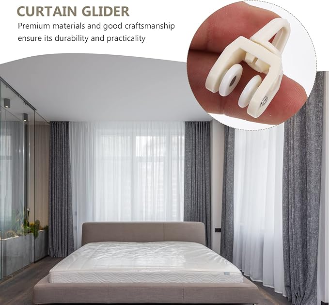 balacoo 50pcs Curtain Track Pulley Flexible Curtain Track Curtains Curtain Track Gliders Track Rollers Curtain Wheel rv Hitch Drapery Curtain Runner Plastic Roller Blind Wheeled