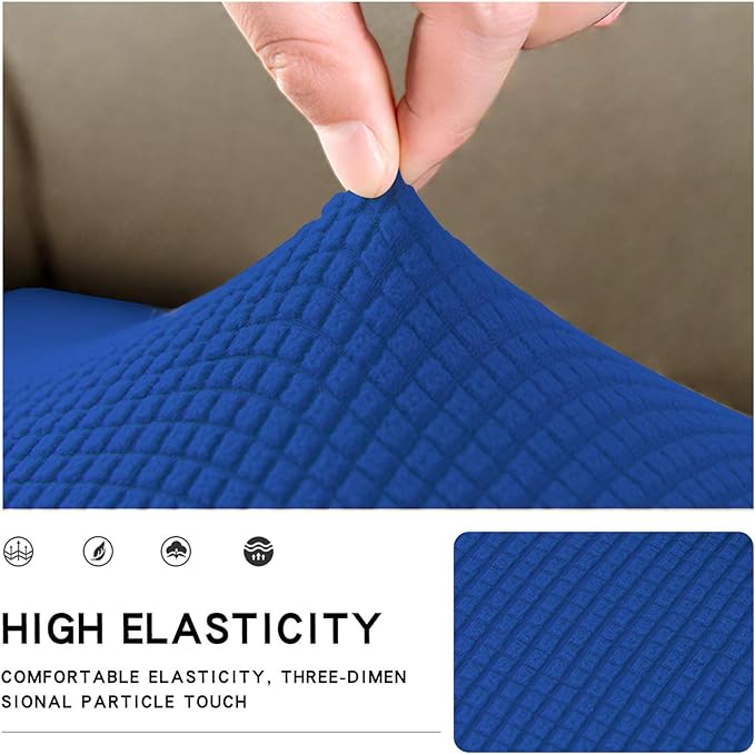 Easy-Going Stretch Loveseat Cushion Cover Sofa Cushion Furniture Protector Sofa Seat Sofa Slipcover Sofa Cover Soft Flexibility with Elastic Bottom(Loveseat Cushion, Classic Blue)