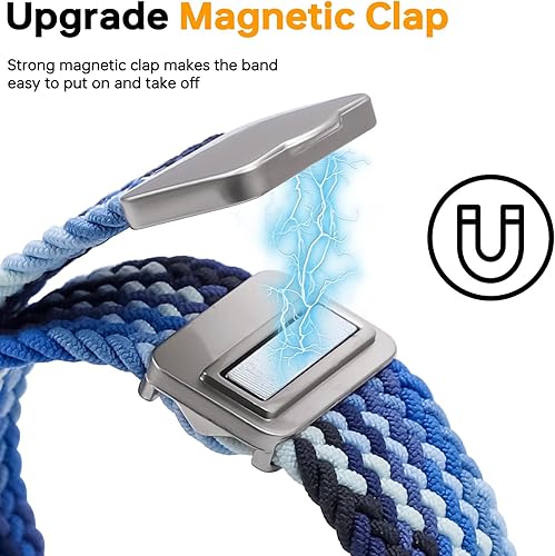 Braided Solo Loop Band Compatible with Gizmo Watch 3/2/1 Gabb Watch 3/2/1 SyncUP Watch Band,20mm Soft Adjustable Elastic Nylon Band,Magnetic Buckle,Small Size