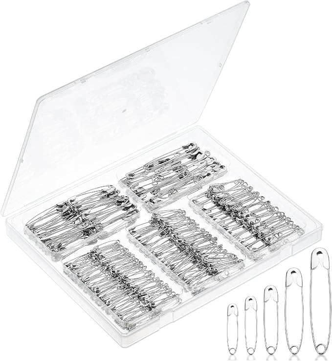 Mr. Pen- Safety Pins Assorted, 400 Pack, 5 Different Sizes, Silver, Assorted Safety Pins, Safety Pin, Small Safety Pins, Safety Pins Bulk, Large Safety Pins, Safety Pins for Clothes