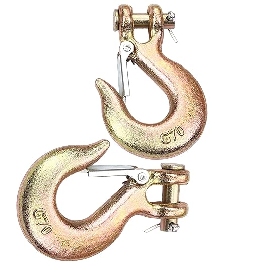 4Pack Clevis Slip Hook, 38 Inch Safety Latch Hook, Heavy Duty Forged G70 Chain Hook for Truck Trailer Winch Transport Tow Safety Chain Hooks,18,000 Lb Capacity
