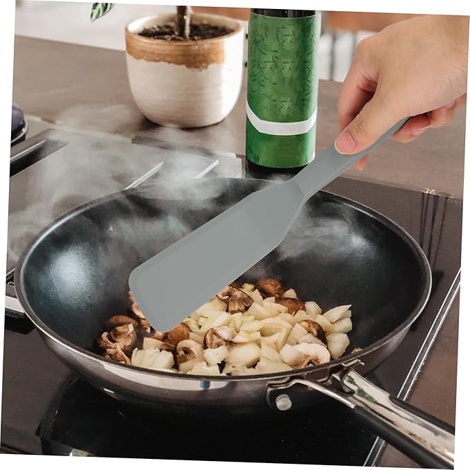 Mikinona Silicone Spatula Frying Spatula Ladles for Cooking Spoons Cooking Tweezers Gadgets Dish Tongs Oven Fish Spatula Spring Tongs for Cooking Non Kitchen Utensils Wok Grey