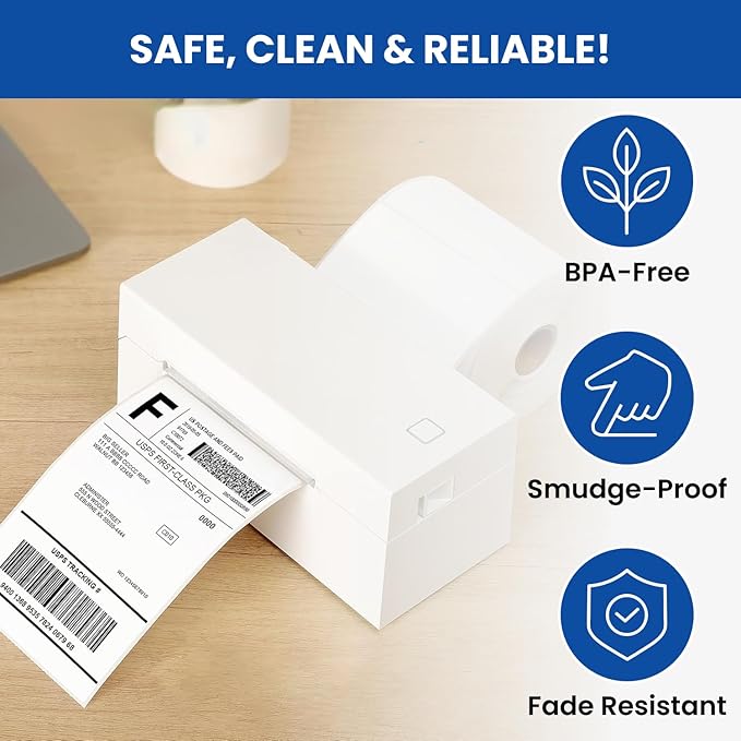 1 Pack of 500, 4x6 Thermal Direct Shipping White Label Roll for Mailing Perforated,Strong Adhesive, Commercial Grade Compatible with Printer Like Rollo, MUNBYN, Zebra, Polono,iDRPT