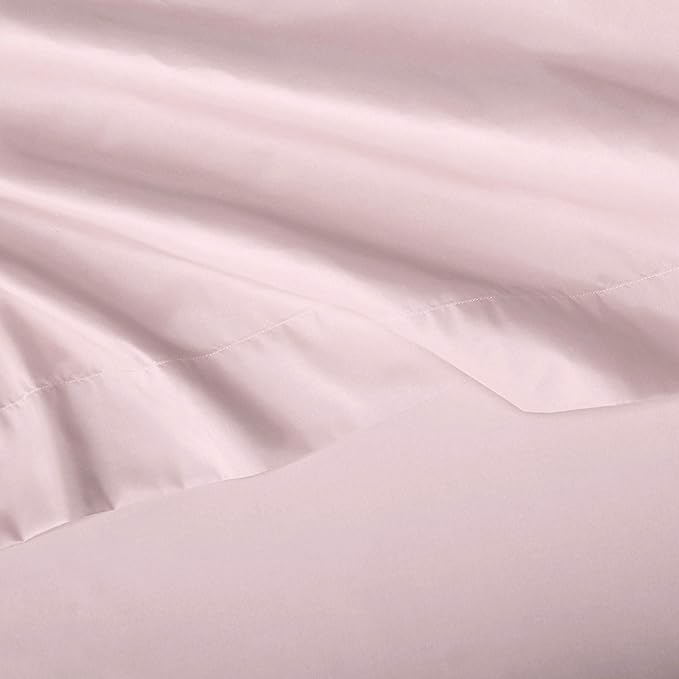 Basics Kid's Soft Easy-Wash Lightweight Microfiber 4-Piece Sheet Set, Full, Light Pink, Solid