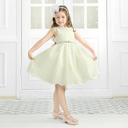 PANDANINJIA Girls Toddler/Little Kid Jada Dress Mary Jane Pumps Bow Low Heels Party Wedding Princess Shoes