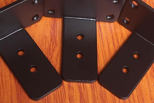 4 Pack - 3 inch Black Hidden L Shelf Bracket (1/5 Inch Thicked) Iron Shelf Brackets, Metal Shelf Bracket, Industrial Shelf Bracket, Modern Shelf Bracket, Metal L Brackets for Shelves Support