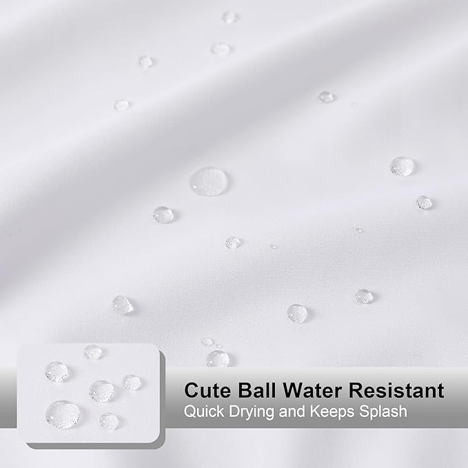 OVZME Zora White Shower Curtain, Fabric Shower Curtain for Bathroom - Soft Cloth Hotel Spa Quality, Water Repellent Bath Decor, Washable Shower Curtain Set with 12 Hooks, Grommets Top, 72Wx72L