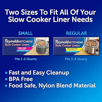 Reynolds Kitchens Slow Cooker Liners, Regular (Fits 3-8 Quarts), 6 Count