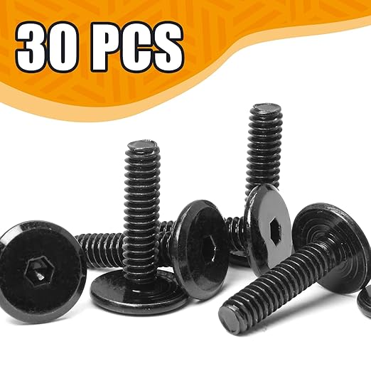 Biaungdo 30 Pcs Flat Head Allen Bolts, 14-20 x 1 Inch Black Socket Cap Screws Joint Connecting Bolts Countersunk Screws Bolts for Furniture, Fully Threaded