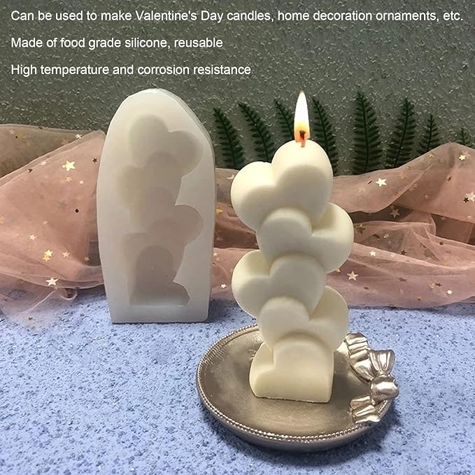 Cake Candle, Food Candle Silicone, DIY Candle Silicone Grade Silicone Candle,Easy Demoulding DIY Chocolate Cake Reusable Handicrafts for DIY (Heart Shaped)