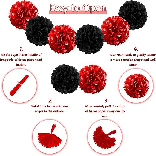 Black and Red Birthday Decorations, Happy Birthday Decorations with Banner for Boys Girls Men Women Birthday Party Decorations Supplies