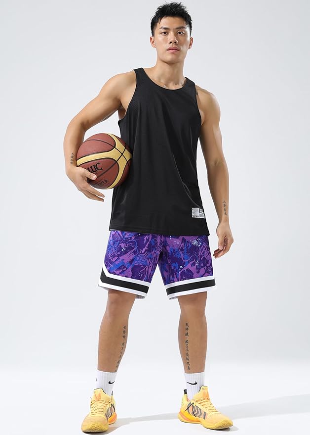 BOOMLEMON Mens Graphic Print Basketball Shorts Casual Fashion Cool Shorts Summer Gym Workout Running Short Pants