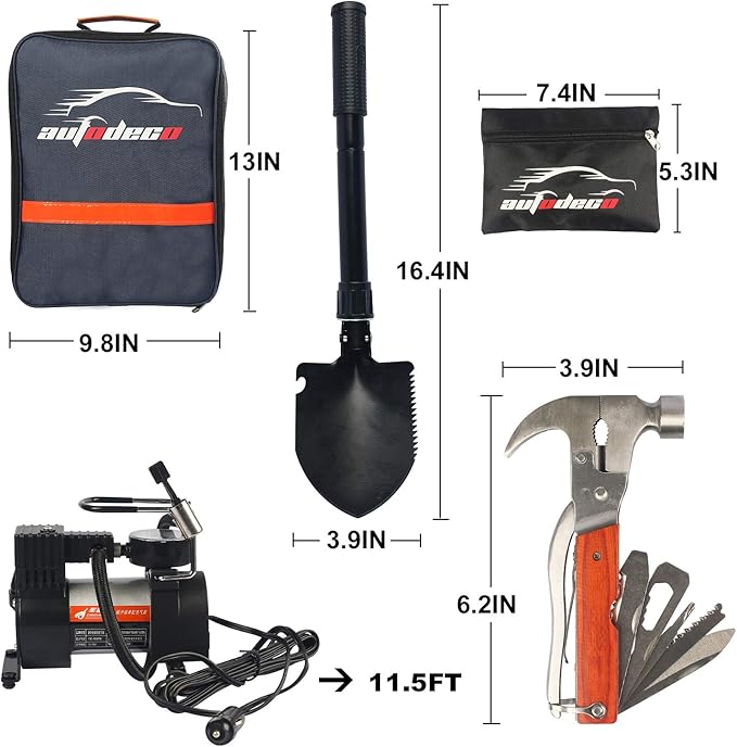 AUTODECO Roadside Emergency Car Kit 95 Pieces