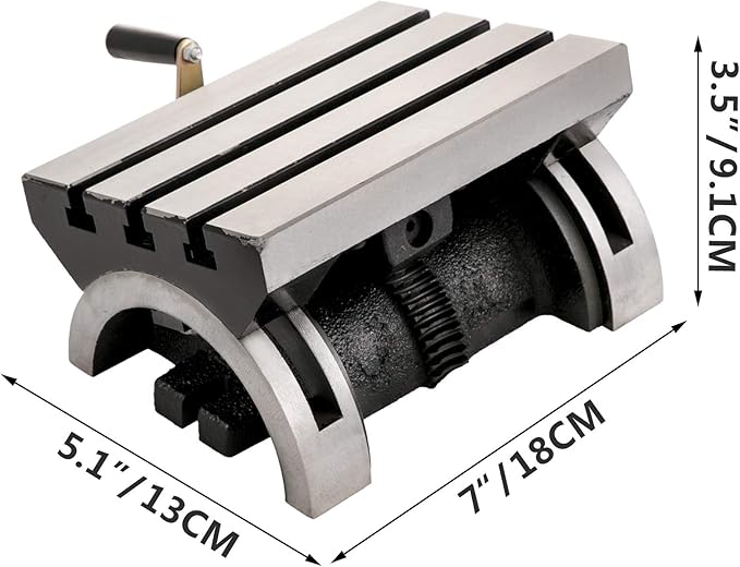 BestEquip Tilting Milling Table 7x5inch Tilting Angle Milling Machine 0-90°Adjustable Swivel Angle Plate with 3 T-slots and an Adjustable Crank Handle Heavy Duty Tilting Milling Machine for Grinding