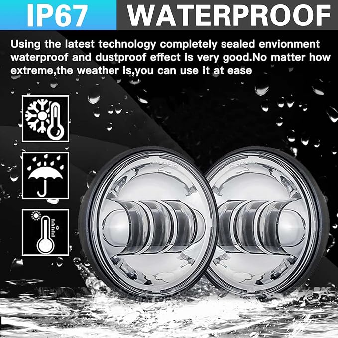 SKTYANTS 4.5 Inch LED Motorcycle fog Lights 30W Fog Lamp LED Motorcycles Passing Auxiliary Lamp Driving Light Compatible with Softail Electra Glide(Chrome)