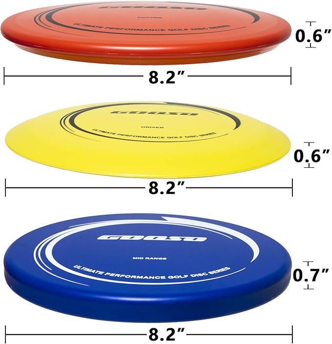 Disc Golf Set - Driver, Mid-Range and Putter Discs with Disc Golf Bag for Outdoor and Backyard, Comfortable Plastic, 6 Pack
