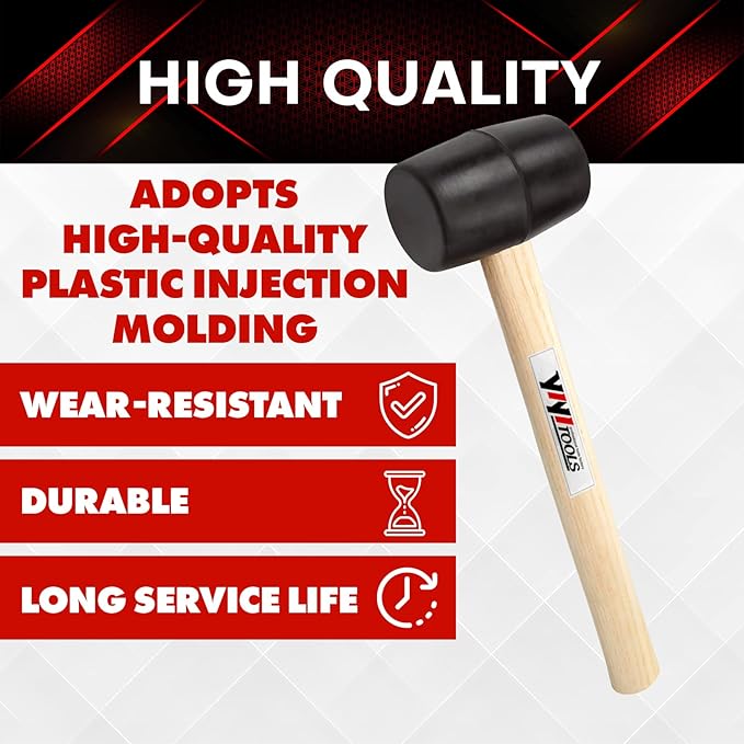 YY-2-005 Rubber Mallet Hammer With Wood HandleAi8-oz, black