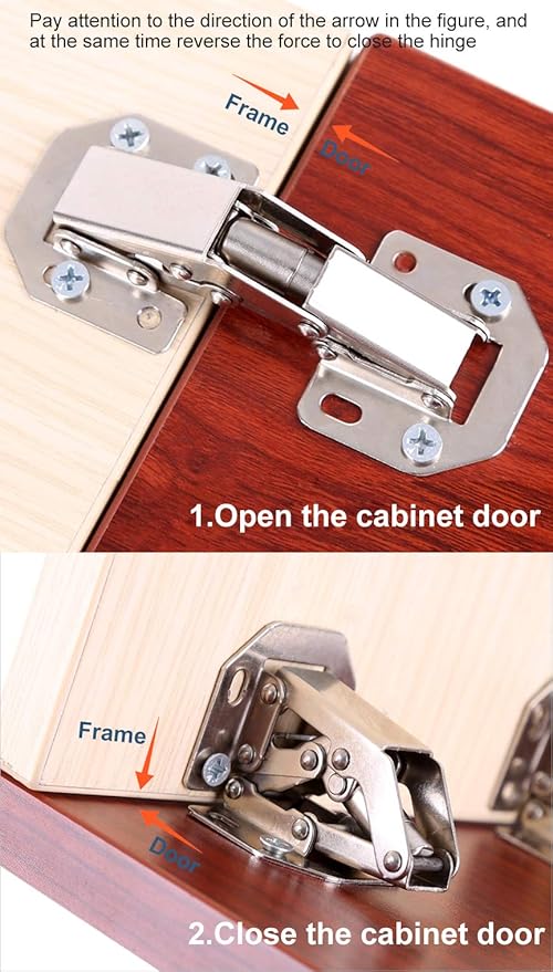 2-Pack Hidden Hinges for Cabinet Doors Frameless, Concealed Cabinet Hinges, Surface Mount Hinges