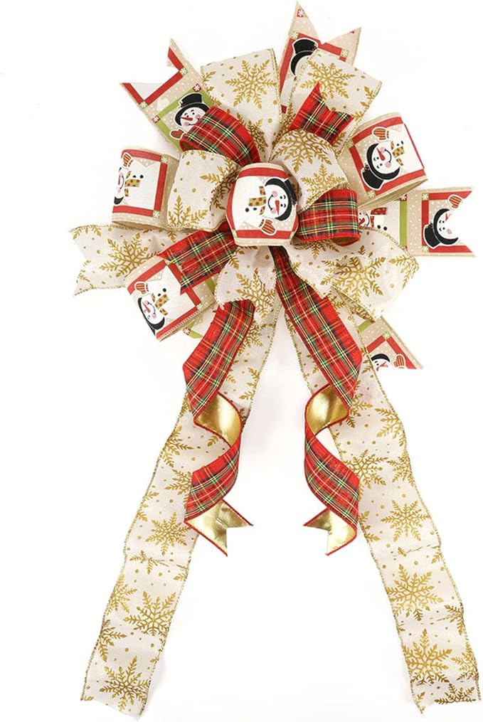 LaRibbons Gold Christmas Wired Ribbon, 2.5 Inch x 10 Yards Gold Snowflake Burlap Ribbon for Tree Decoration,Wreath,Bows,Gift Wrapping