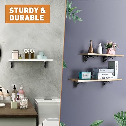 Folding Shelf Brackets, Heavy Duty Stainless Steel Collapsible Triangle Shelf Bracket, 2 Pcs Folding Shelf Hinge Wall Mounted Space Saving DIY Bracket, Max Load 130lb (10 Inch)